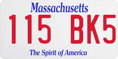 MA license plate 115BK5
