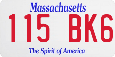 MA license plate 115BK6