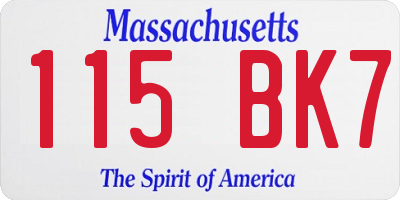 MA license plate 115BK7