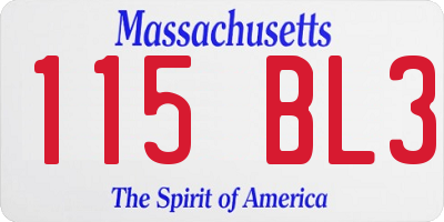MA license plate 115BL3
