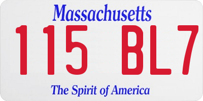 MA license plate 115BL7