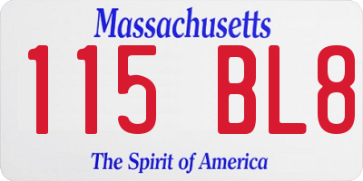 MA license plate 115BL8