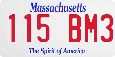 MA license plate 115BM3