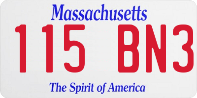 MA license plate 115BN3