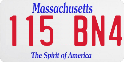MA license plate 115BN4