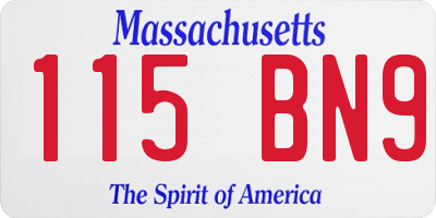 MA license plate 115BN9