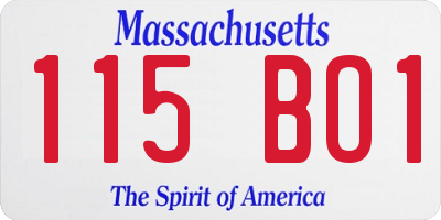 MA license plate 115BO1