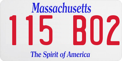 MA license plate 115BO2