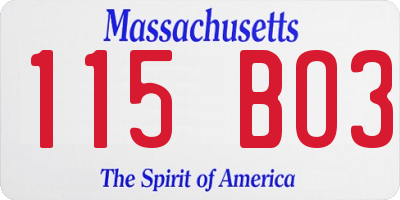 MA license plate 115BO3