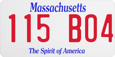 MA license plate 115BO4