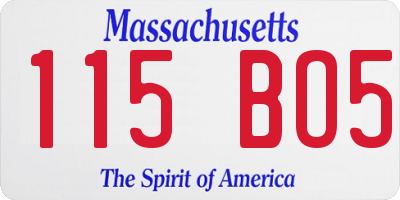 MA license plate 115BO5