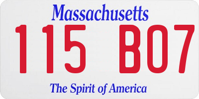 MA license plate 115BO7