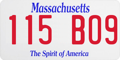 MA license plate 115BO9
