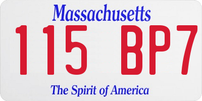 MA license plate 115BP7