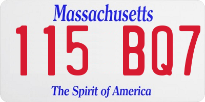 MA license plate 115BQ7