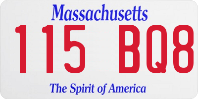 MA license plate 115BQ8