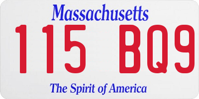 MA license plate 115BQ9