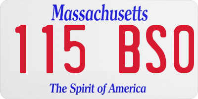 MA license plate 115BS0