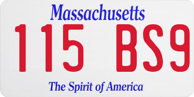 MA license plate 115BS9