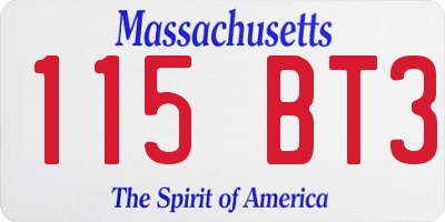 MA license plate 115BT3
