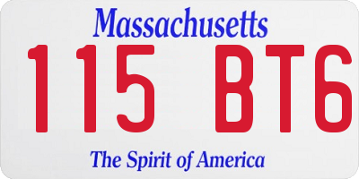 MA license plate 115BT6