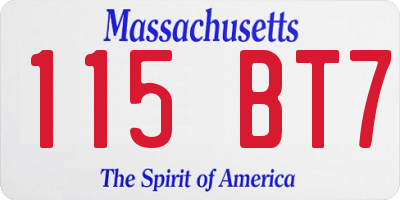 MA license plate 115BT7
