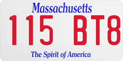 MA license plate 115BT8