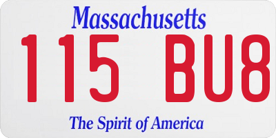 MA license plate 115BU8