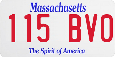 MA license plate 115BV0