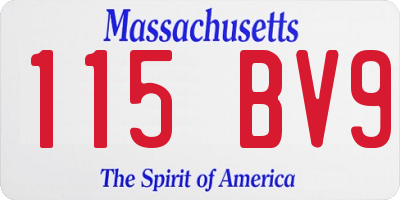 MA license plate 115BV9