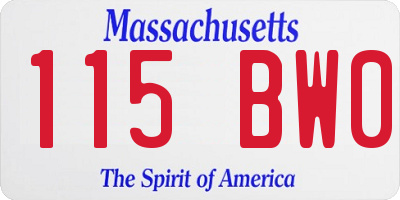 MA license plate 115BW0