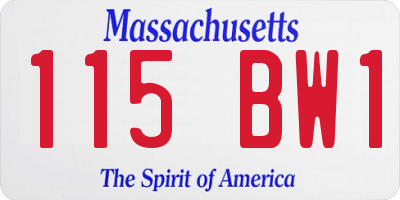 MA license plate 115BW1