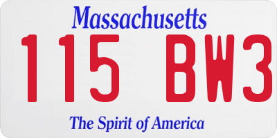 MA license plate 115BW3