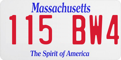 MA license plate 115BW4