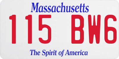 MA license plate 115BW6