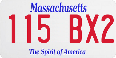 MA license plate 115BX2