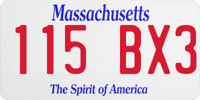 MA license plate 115BX3