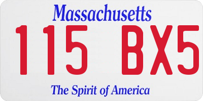 MA license plate 115BX5