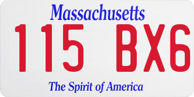 MA license plate 115BX6