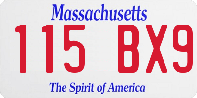 MA license plate 115BX9