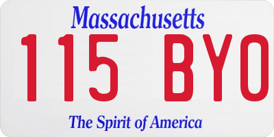 MA license plate 115BY0