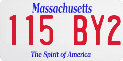 MA license plate 115BY2
