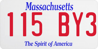 MA license plate 115BY3