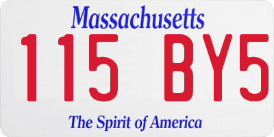 MA license plate 115BY5