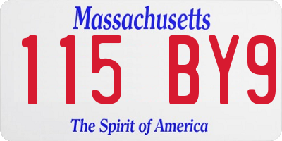 MA license plate 115BY9