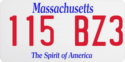 MA license plate 115BZ3