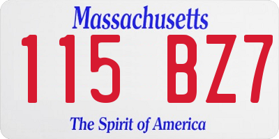 MA license plate 115BZ7