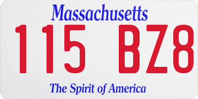 MA license plate 115BZ8