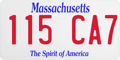 MA license plate 115CA7