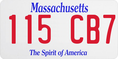 MA license plate 115CB7